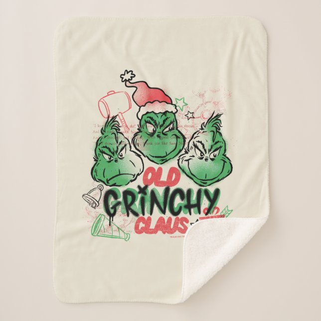 Dr. Seuss | Old Grinch Claus Sherpa Blanket (Front)