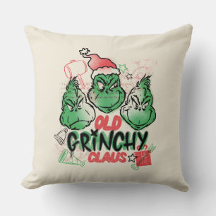 Dr. Seuss Old Grinch Claus Throw Pillow