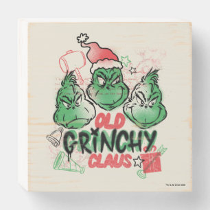 Dr. Seuss   Old Grinch Claus Wooden Box Sign