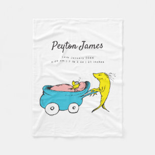 Dr. Seuss   One Fish Birth Stats Fleece Blanket
