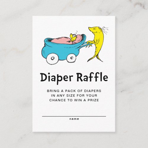 Dr Seuss  One Fish _ Boy Baby Diaper Raffle Enclosure Card