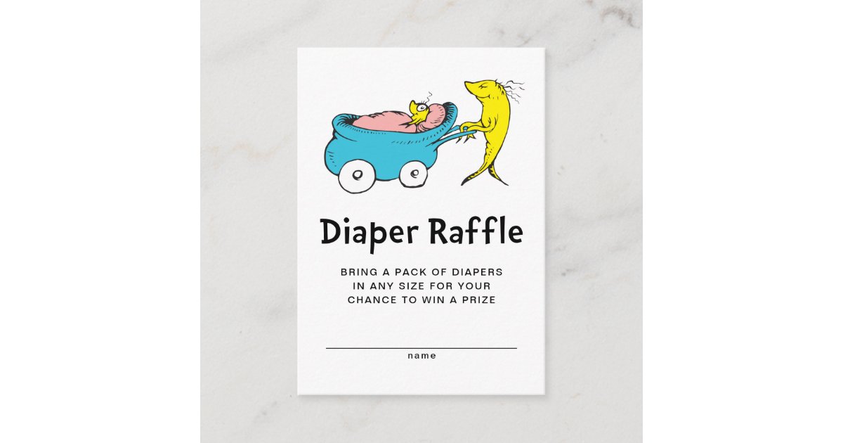 Dr. Seuss, One Fish - Boy Baby Diaper Raffle Enclosure Card