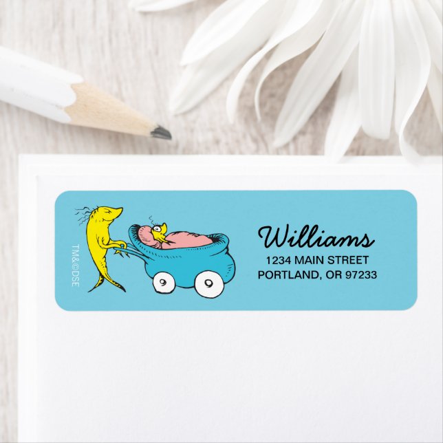 Dr. Seuss | One Fish - Boy Baby Shower Label (Insitu)