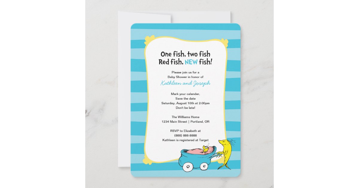 Dr Seuss One Fish Boy Baby Shower Save The Date