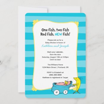 Dr. Seuss | One Fish - Boy Baby Shower Save The Date by DrSeussShop at Zazzle