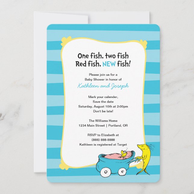 Dr. Seuss | One Fish - Boy Baby Shower Save The Date (Front)