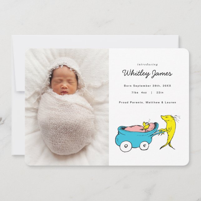 Dr. Seuss | One Fish - Boy Birth Announcement (Front)
