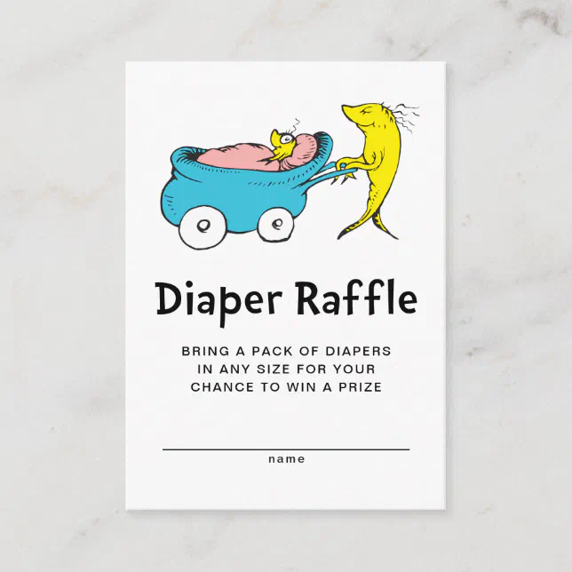 Dr. Seuss One Fish Girl Baby Diaper Raffle Enclosure Card Zazzle