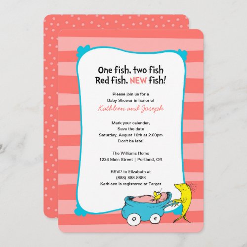 Dr Seuss  One Fish _ Girl Baby Shower Invitation