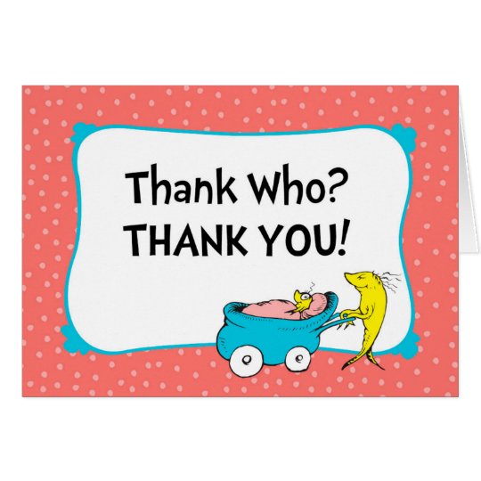 Dr. Seuss | One Fish - Girl Baby Shower Thank You Card ...