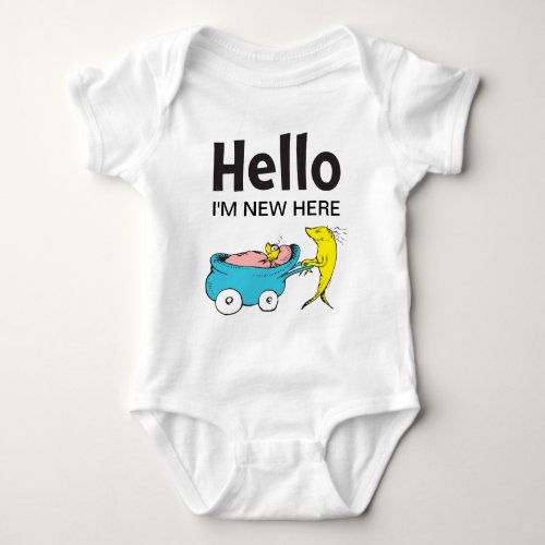 Dr Seuss  One Fish  Hello Im New Here Baby Bodysuit