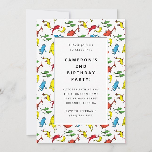 Dr. Seuss - One Fish, Two Fish | Kids Birthday Invitation (Front)