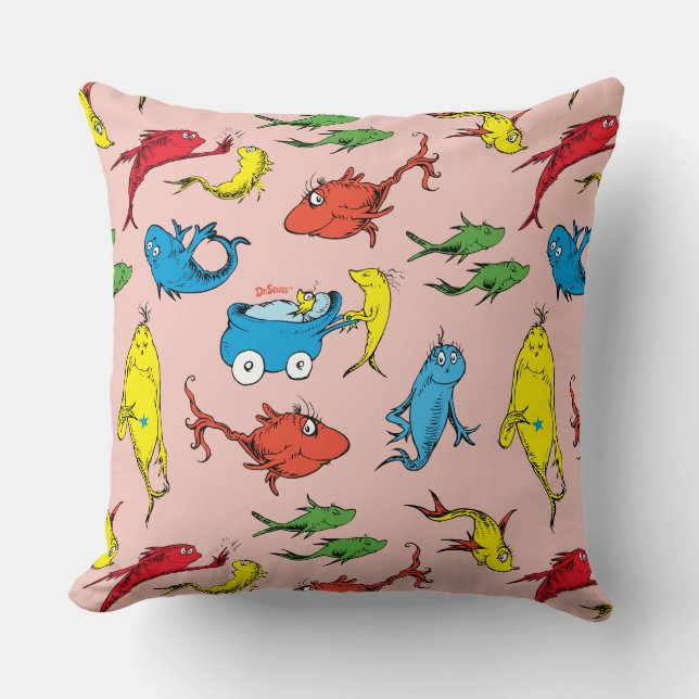 Dr. Seuss | One Fish Two Fish Pattern Throw Pillow (Front)