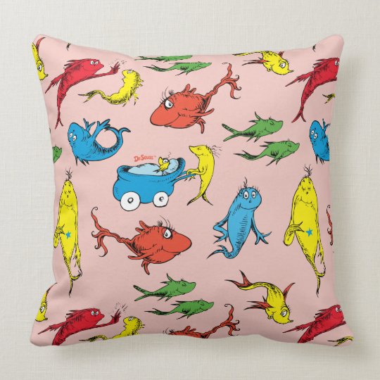 Dr Seuss One Fish Two Fish Pattern Throw Pillow Zazzle Com
