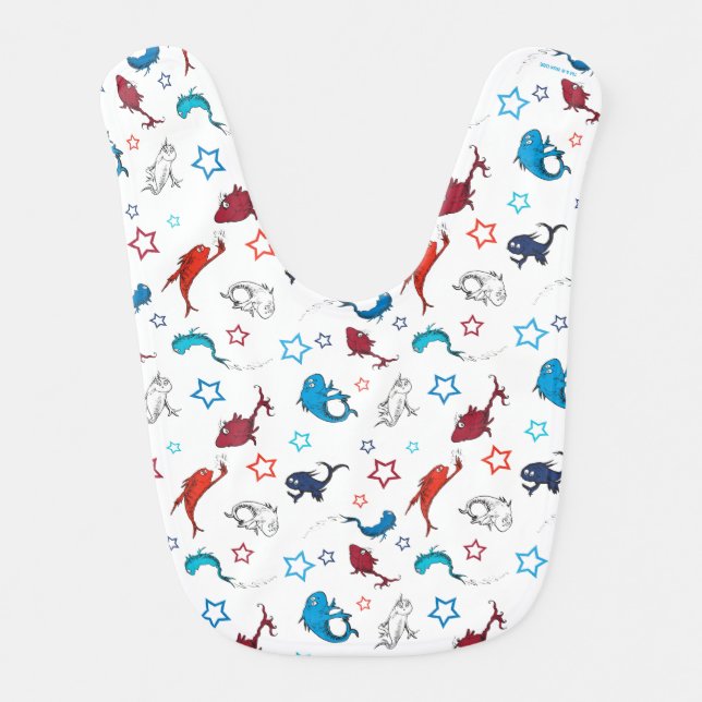Dr. Seuss | One Fish Two Fish Star Pattern Baby Bib (Front)