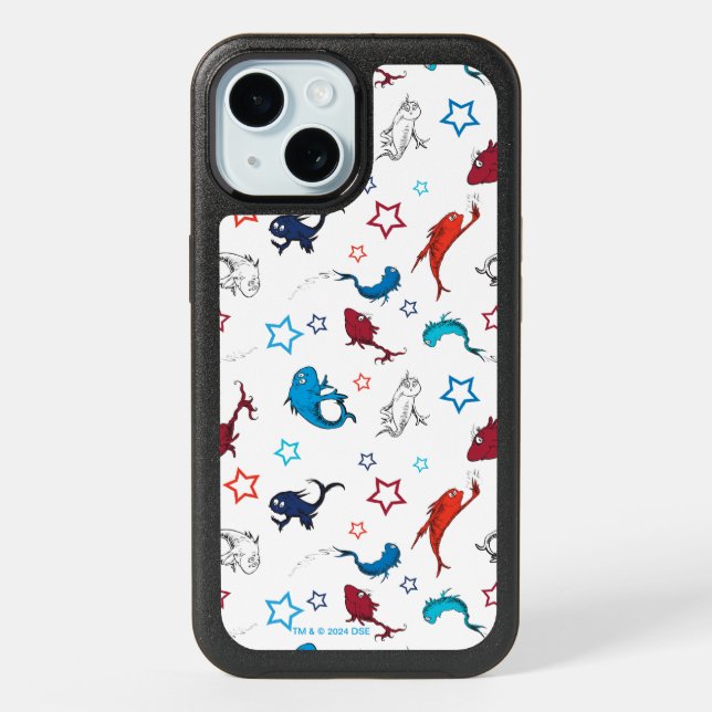 Dr. Seuss | One Fish Two Fish Star Pattern iPhone 15 Case (Back)