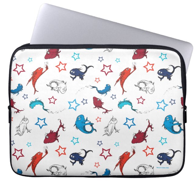 Dr. Seuss | One Fish Two Fish Star Pattern Laptop Sleeve (Front)