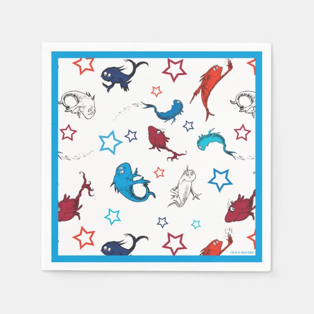 Dr. Seuss | One Fish Two Fish Star Pattern Napkins (Front)