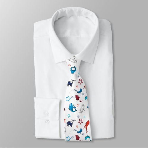 Dr Seuss  One Fish Two Fish Star Pattern Neck Tie