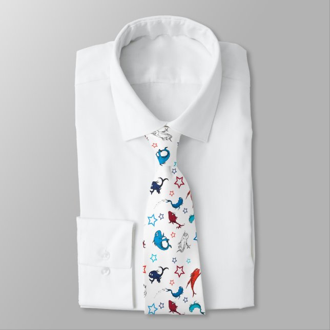 Dr. Seuss | One Fish Two Fish Star Pattern Neck Tie (Tied)
