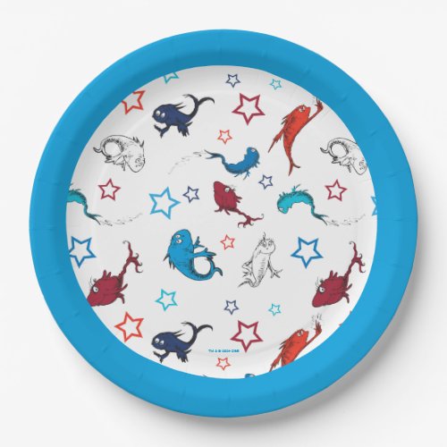 Dr Seuss  One Fish Two Fish Star Pattern Paper Plates
