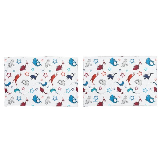 Dr. Seuss | One Fish Two Fish Star Pattern Pillow Case (Front-Set)