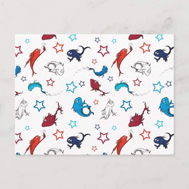Dr. Seuss | One Fish Two Fish Star Pattern Postcard (Front)