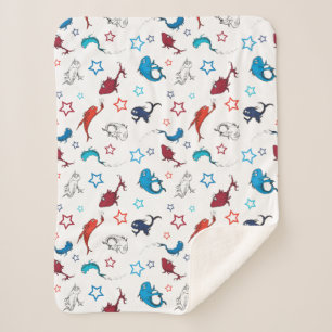 Dr. Seuss   One Fish Two Fish Star Pattern Sherpa Blanket
