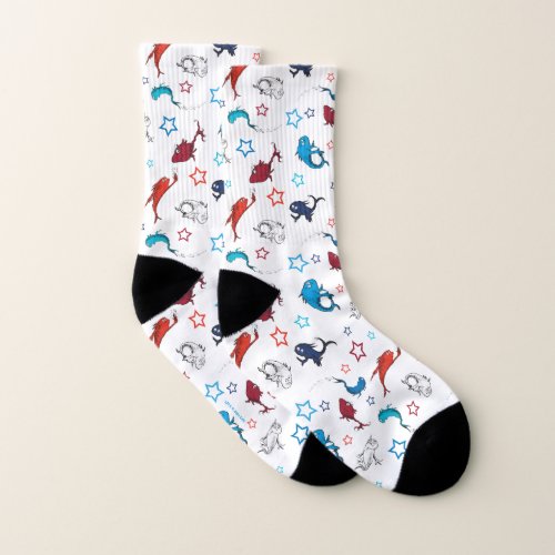 Dr Seuss  One Fish Two Fish Star Pattern Socks