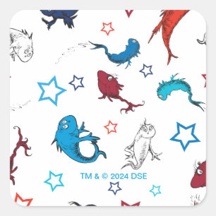 Dr. Seuss   One Fish Two Fish Star Pattern Square Sticker