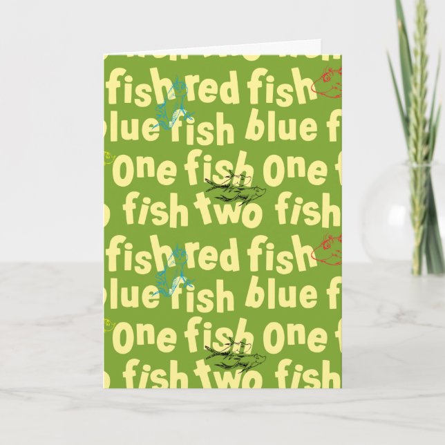 Dr. Seuss | One Fish Two Fish Typography Pattern Card (Front)