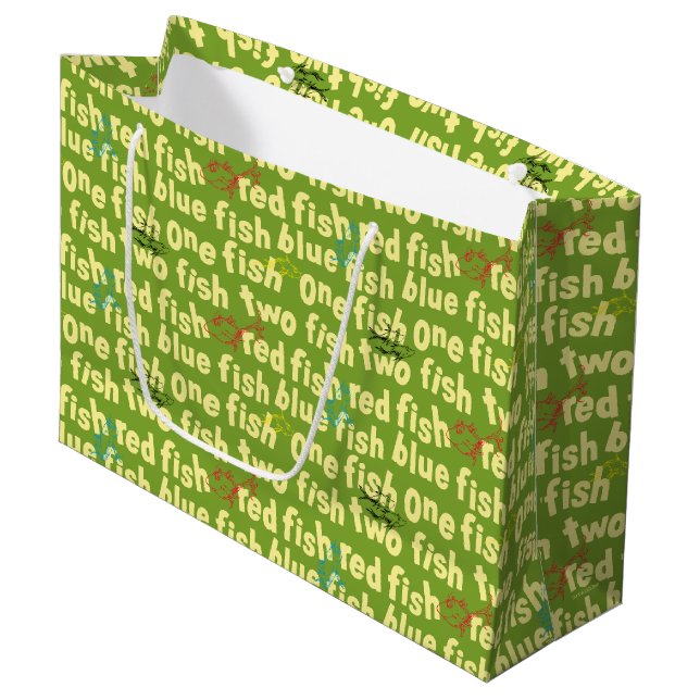 Dr. Seuss | One Fish Two Fish Typography Pattern Large Gift Bag (Front Angled)