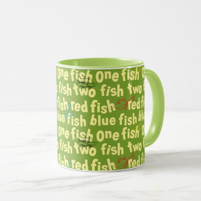 Dr. Seuss | One Fish Two Fish Typography Pattern Mug (Front Right)