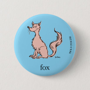 Dr. Seuss   Pink Fox Button