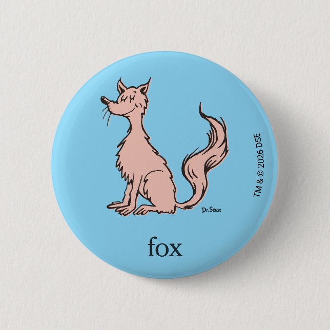 Dr. Seuss | Pink Fox Button (Front)