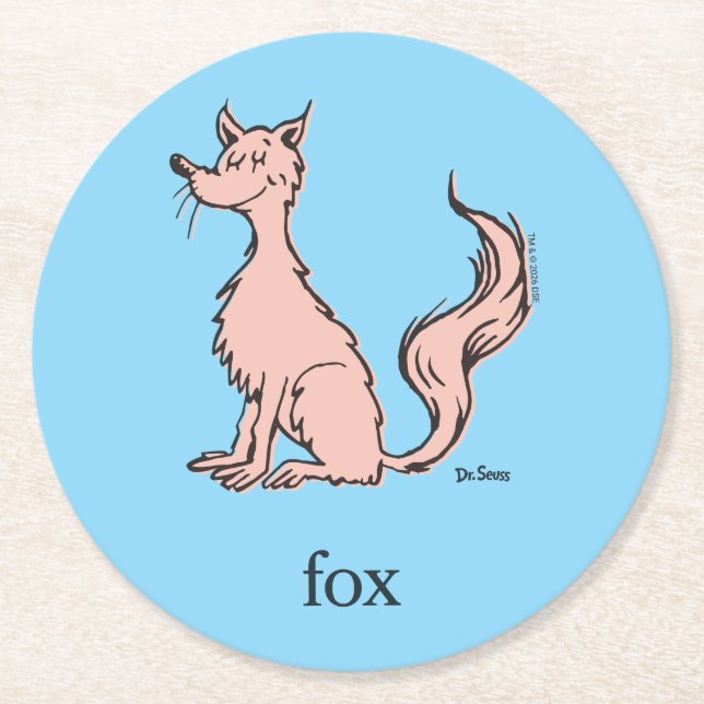Dr. Seuss | Pink Fox Round Paper Coaster (Front)