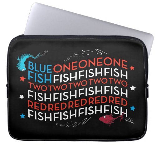 Dr Seuss  Red Fish Blue Fish US Flag Graphic Laptop Sleeve