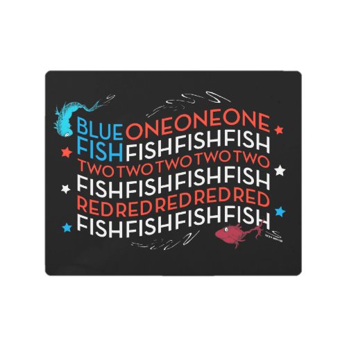 Dr Seuss  Red Fish Blue Fish US Flag Graphic Metal Print