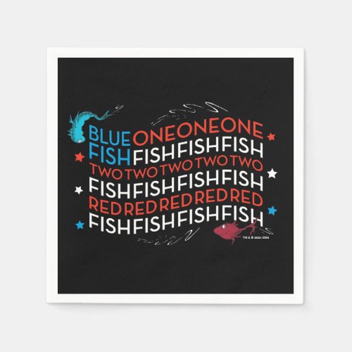 Dr Seuss  Red Fish Blue Fish US Flag Graphic Napkins