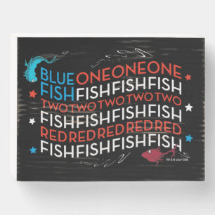 Dr. Seuss Red Fish Blue Fish US Flag Graphic Wooden Box Sign