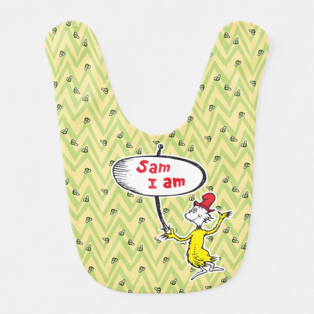 Dr. Seuss | Sam-I-Am Holding Sign Baby Bib (Front)