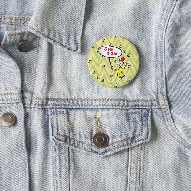 Dr. Seuss | Sam-I-Am Holding Sign Button (In Situ)