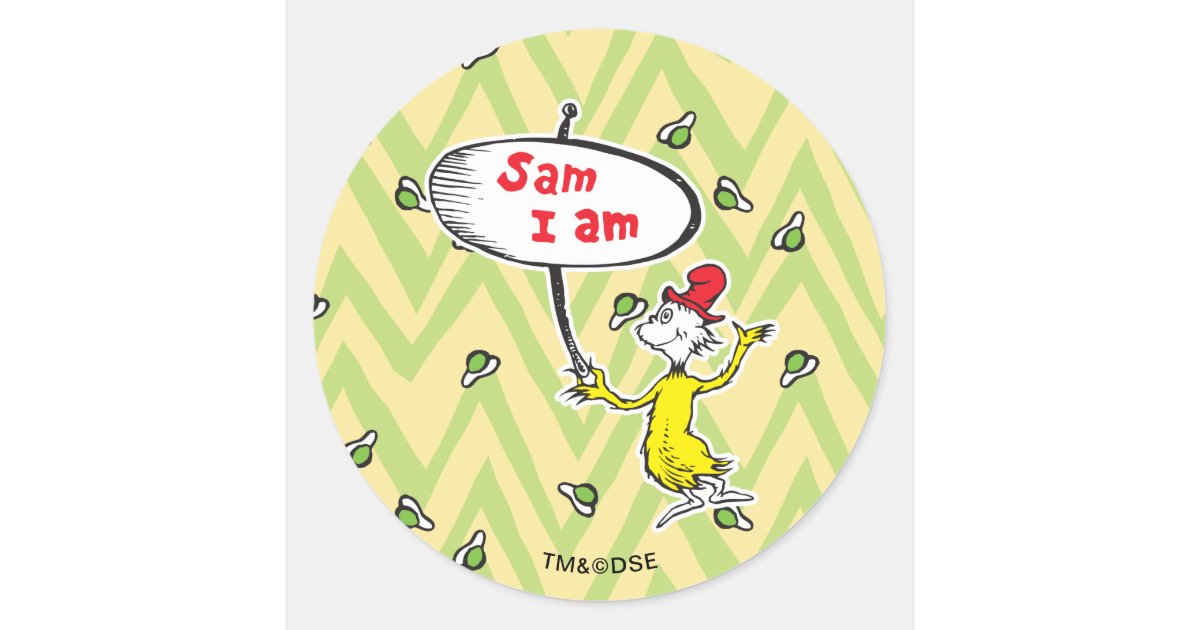Dr. Seuss SamIAm Holding Sign Classic Round Sticker