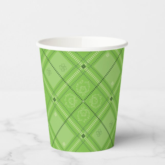 Dr. Seuss | St. Patrick's Day Plaid Pattern Paper Cups (Left)