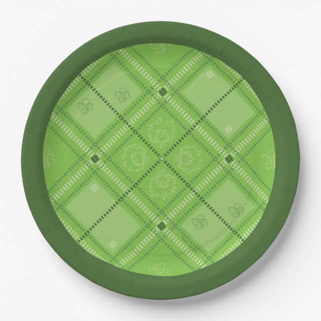 Dr. Seuss | St. Patrick's Day Plaid Pattern Paper Plates (Front)