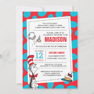 Dr. Seuss   The Cat in the Hat Baby Shower Invitation