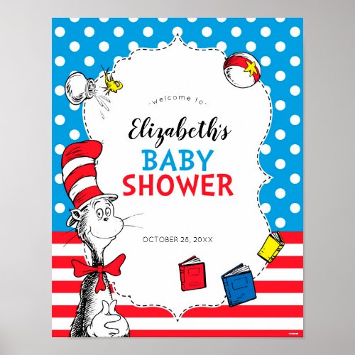 Dr Seuss _ The Cat in the Hat Baby Shower Welcome Poster
