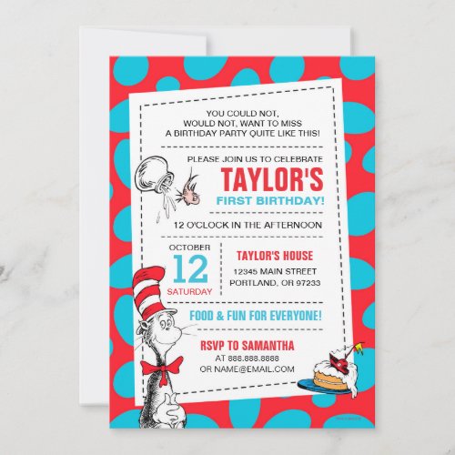 Dr Seuss The Cat in the Hat Birthday Add A Photo Invitation