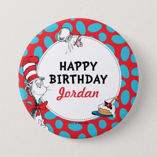 Dr Seuss  The Cat in the Hat Birthday Button