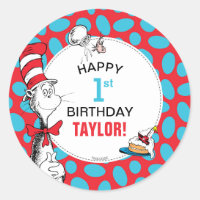Dr. Seuss | The Cat in the Hat Birthday Classic Round Sticker